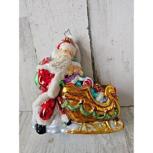 Radko holiday sleigh Ride Santa vintage ornament Xmas 2007 clause trees vintage